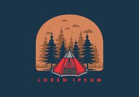 Cone tent and pine trees illustration vector