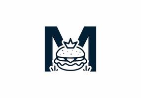 Merger shape of M initial letter with burger and crown vector