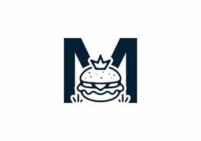 Merger shape of M initial letter with burger and crown vector