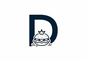 Merger shape of D initial letter with burger and crown vector