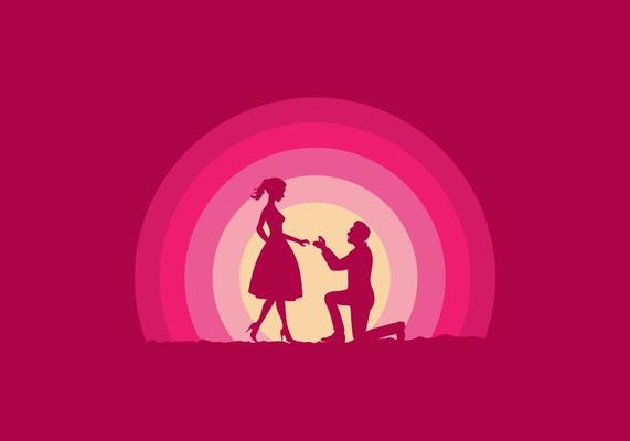 Marriage proposal composition silhouette