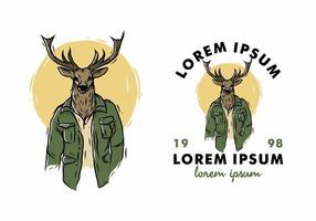 Man with deer head illustration drawing vector