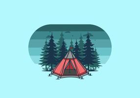 Cone tent and pine trees illustration vector