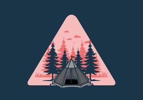 Cone tent and pine trees illustration vector