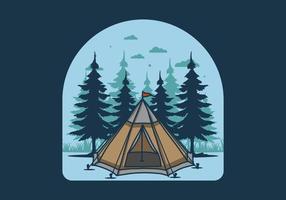 Cone tent and pine trees illustration vector