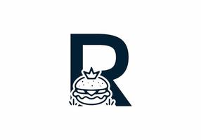 Merger shape of R initial letter with burger and crown vector