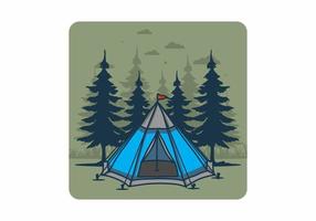 Cone tent and pine trees illustration vector