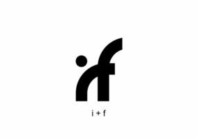 Monogram black and white i and f initial letter vector