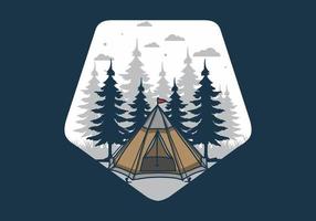 Cone tent and pine trees illustration vector