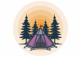 Cone tent and pine trees illustration vector