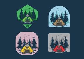 Cone tent and pine trees illustration vector