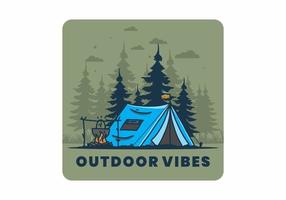 Camping and cooking in nature illustration vector