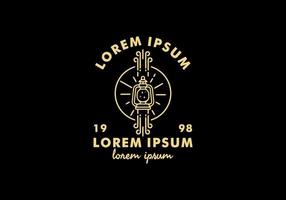 arte de línea de linterna encendida con texto de lorem ipsum vector