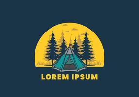 Cone tent and pine trees illustration vector