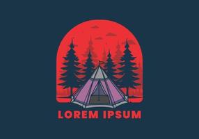 Cone tent and pine trees illustration vector