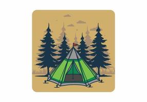 Cone tent and pine trees illustration vector