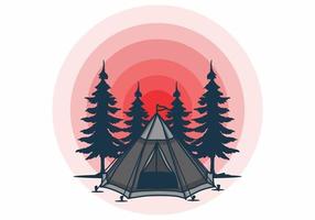 Cone tent and pine trees illustration vector