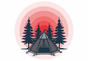 Cone tent and pine trees illustration vector