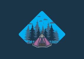 Cone tent and pine trees illustration vector