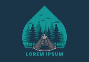 Cone tent and pine trees illustration vector