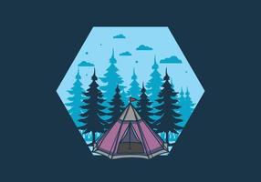 Cone tent and pine trees illustration vector