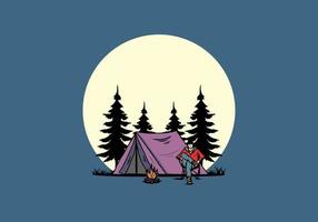 Relax in front of the tent illustration vector