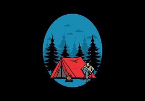 Relax in front of the tent illustration vector