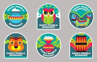 Set of Pohela Boishakh Stickers vector