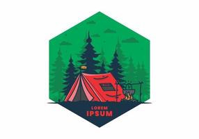 Camping and cooking in nature illustration vector