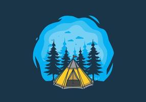 Cone tent and pine trees illustration