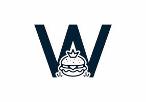 Merger shape of W initial letter with burger and crown vector