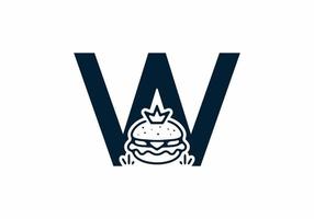 Merger shape of W initial letter with burger and crown vector