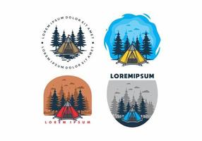 Cone tent and pine trees illustration vector