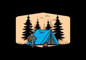 Relax in front of the tent illustration vector