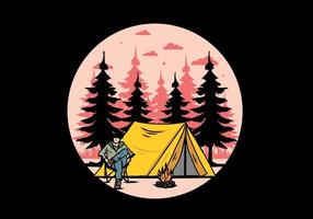 Relax in front of the tent illustration vector