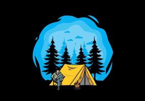 Relax in front of the tent illustration vector