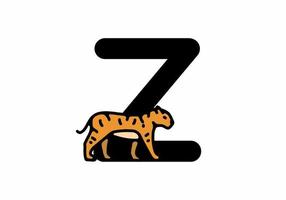 Line art illustration of tiger with Z initial letter vector