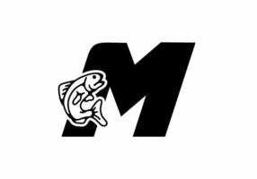 M initial letter with fish vector
