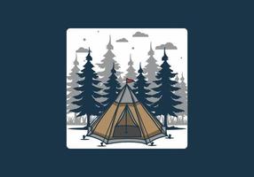 Cone tent and pine trees illustration vector