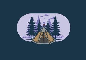 Cone tent and pine trees illustration vector