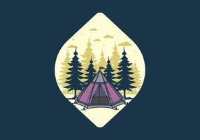 Cone tent and pine trees illustration vector