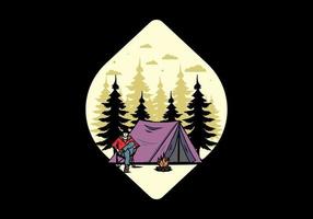 Relax in front of the tent illustration vector
