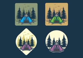 Cone tent and pine trees illustration vector