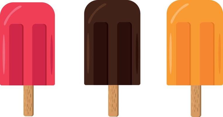 ice cream on a stick flat style. set of elements