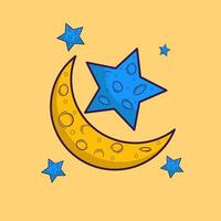 Moon and stars icon illustration eid mubarak clip art vector