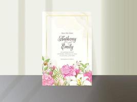 Beautifull Wedding Card Watercolor Floral Template vector