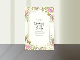 Beautifull Wedding Card Watercolor Floral Template vector