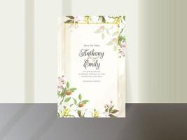 Beautifull Wedding Card Watercolor Floral Template vector