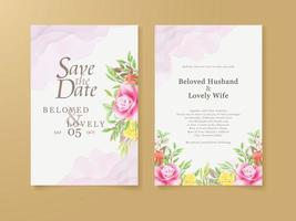 Beautifull Wedding Card Watercolor Floral Template vector