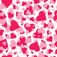 Colorful seamless pattern with different pink hearts on a light background. Vector illustration